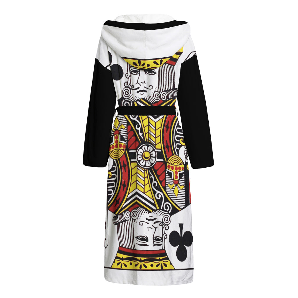 King Of Clubs Playing Card Print Hooded Bathrobe