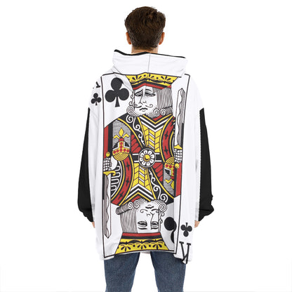 King Of Clubs Playing Card Print Hoodie Blanket