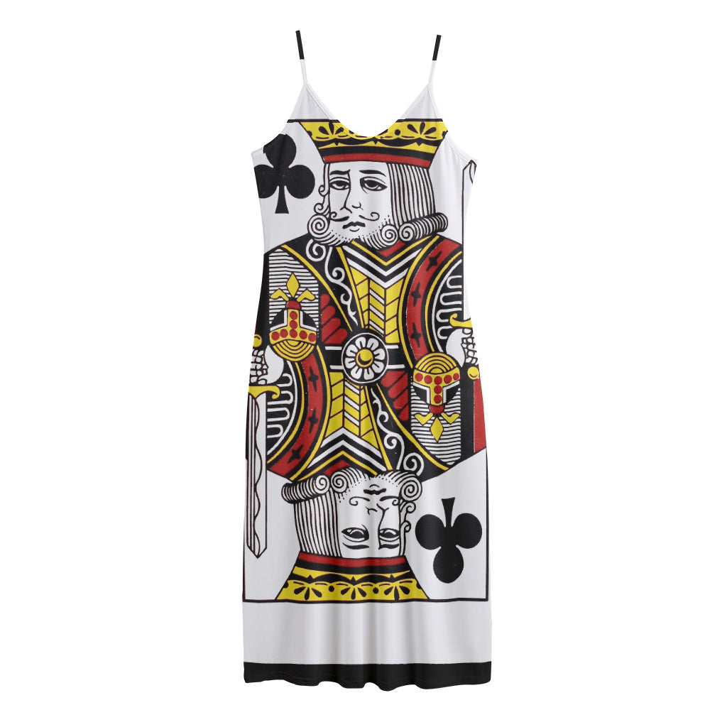 King Of Clubs Playing Card Print Jersey Midi Cami Dress