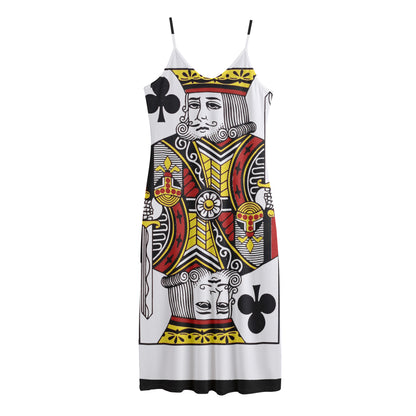 King Of Clubs Playing Card Print Jersey Midi Cami Dress