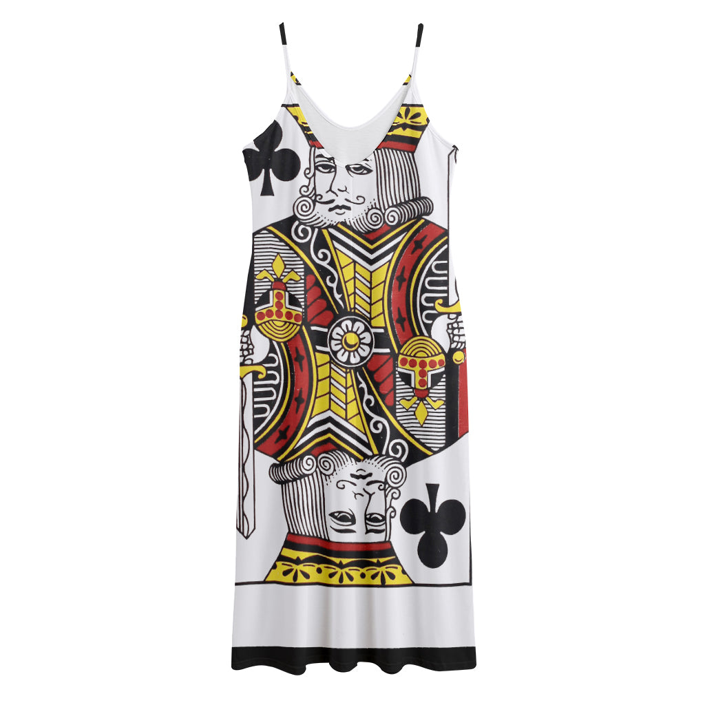 King Of Clubs Playing Card Print Jersey Midi Cami Dress
