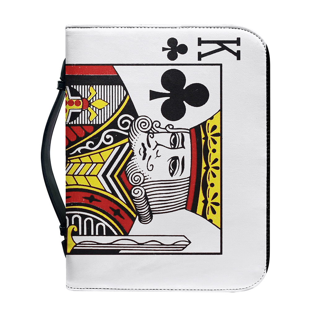 King Of Clubs Playing Card Print Leather Bible Cover