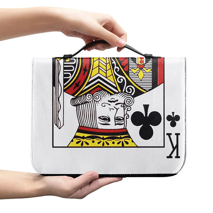 King Of Clubs Playing Card Print Leather Bible Cover