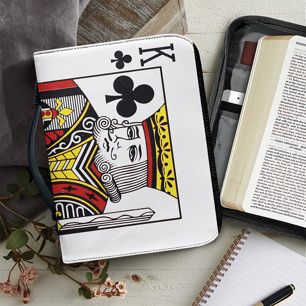 King Of Clubs Playing Card Print Leather Bible Cover
