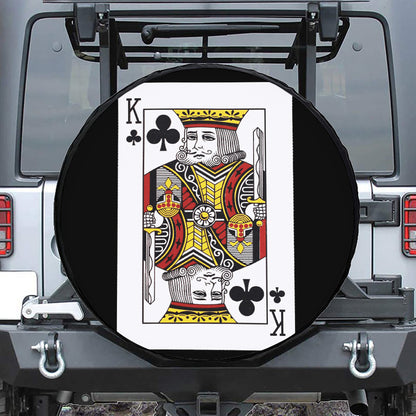 King Of Clubs Playing Card Print Leather Spare Tire Cover