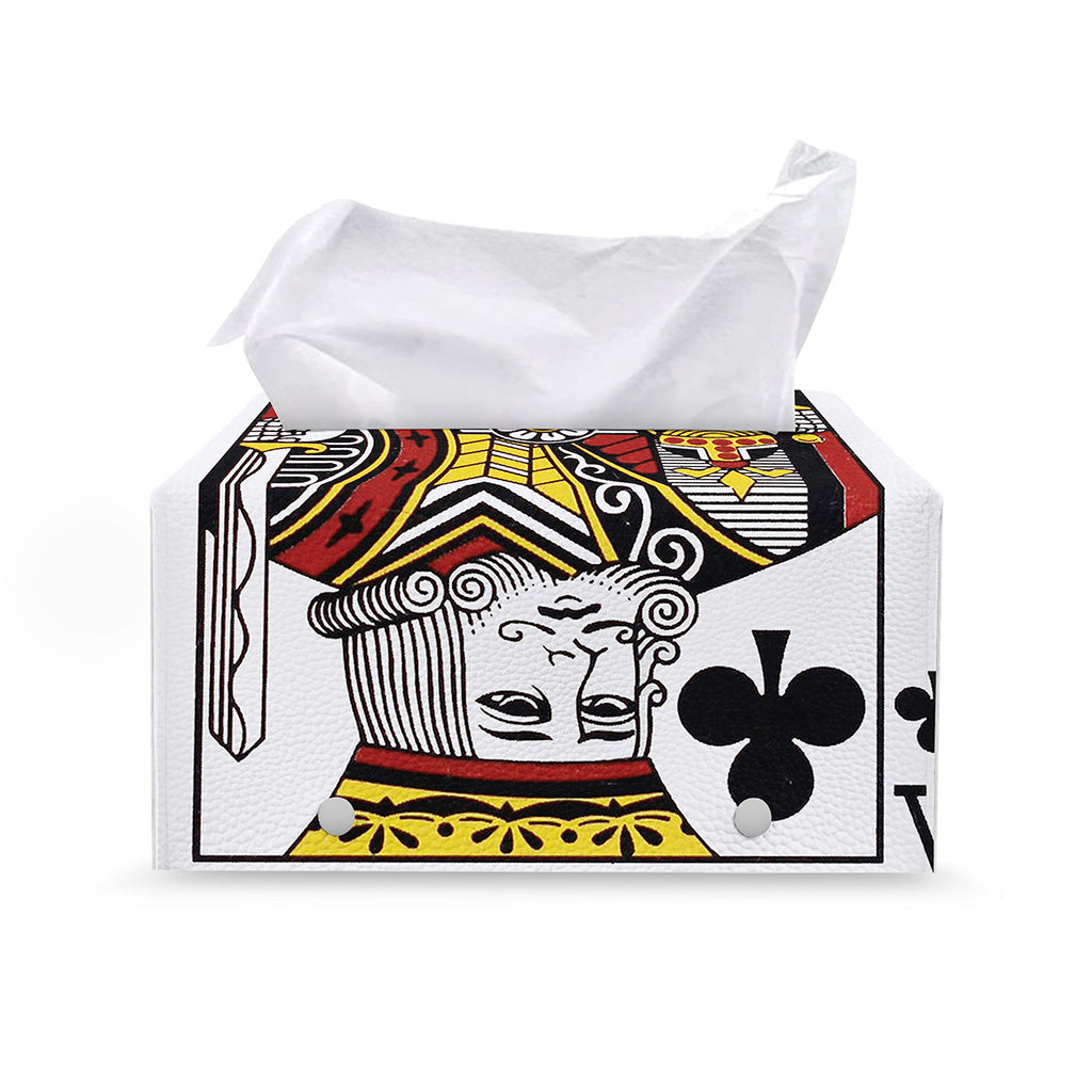 King Of Clubs Playing Card Print Leather Tissue Box Cover