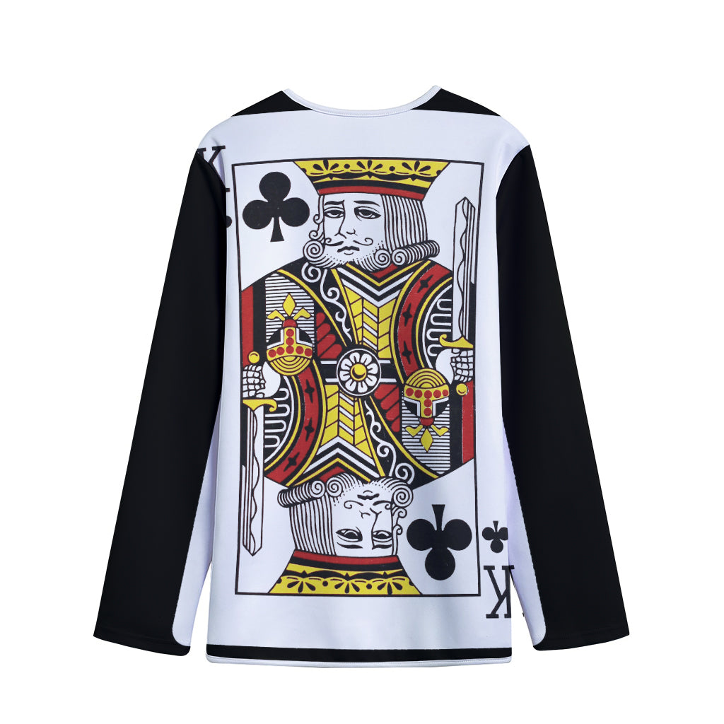 King Of Clubs Playing Card Print Long Sleeve Short Coat