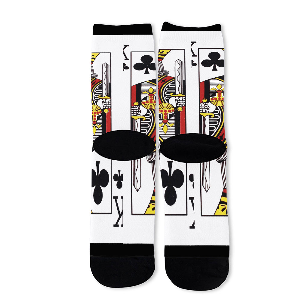 King Of Clubs Playing Card Print Long Socks
