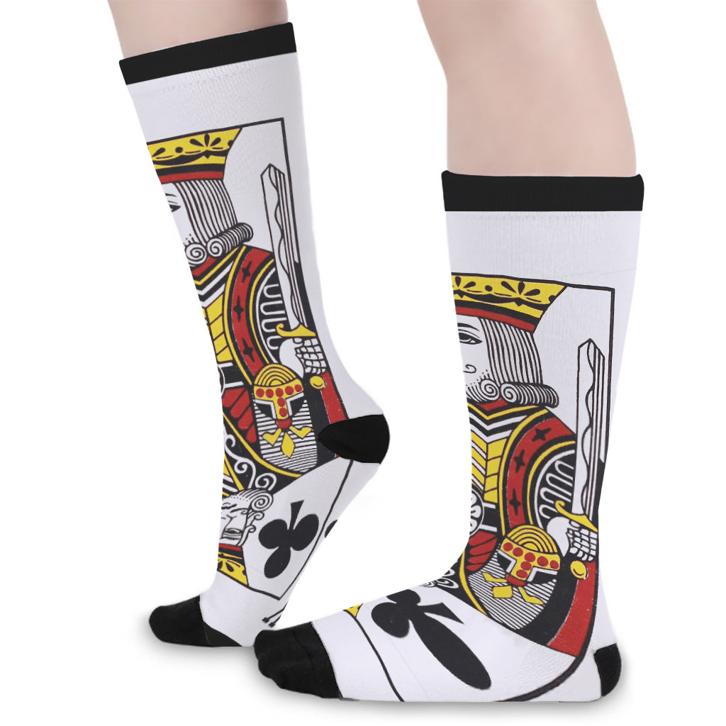 King Of Clubs Playing Card Print Long Socks