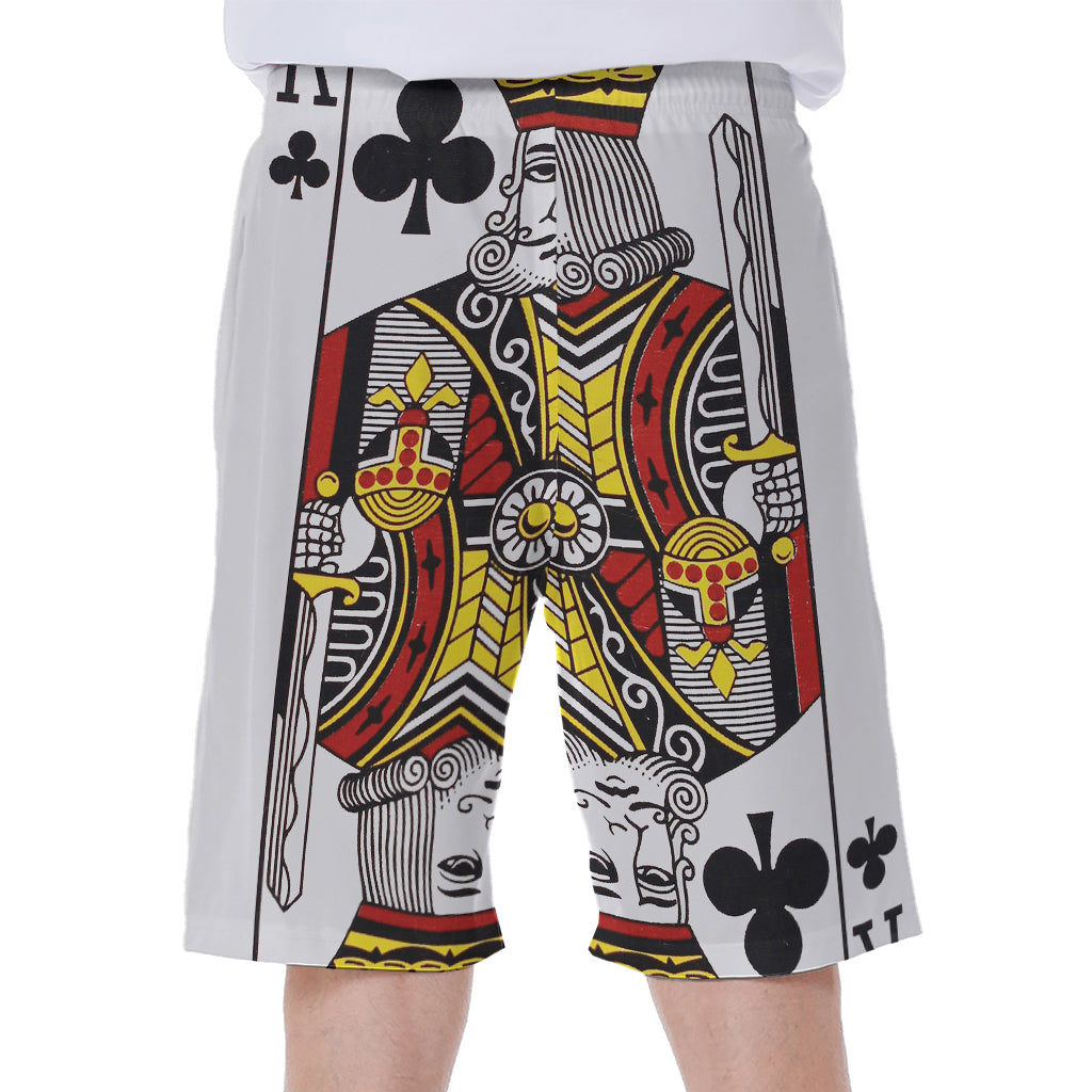 King Of Clubs Playing Card Print Men's Beach Shorts