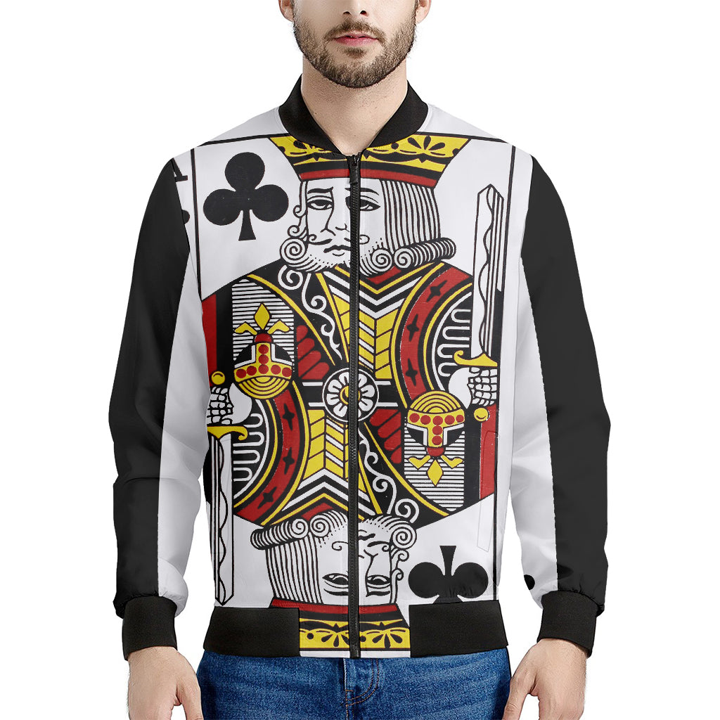 King Of Clubs Playing Card Print Men's Bomber Jacket