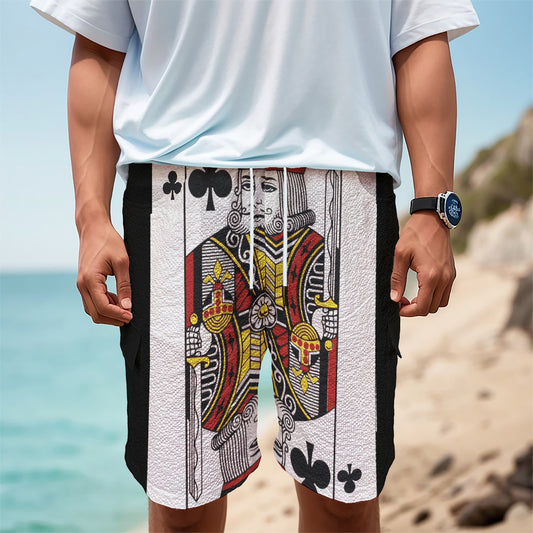 King Of Clubs Playing Card Print Men's Cargo Shorts