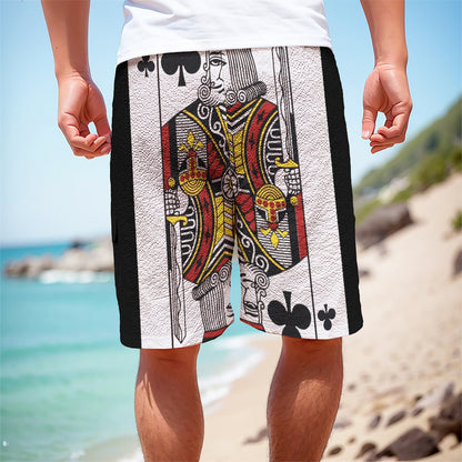 King Of Clubs Playing Card Print Men's Cargo Shorts