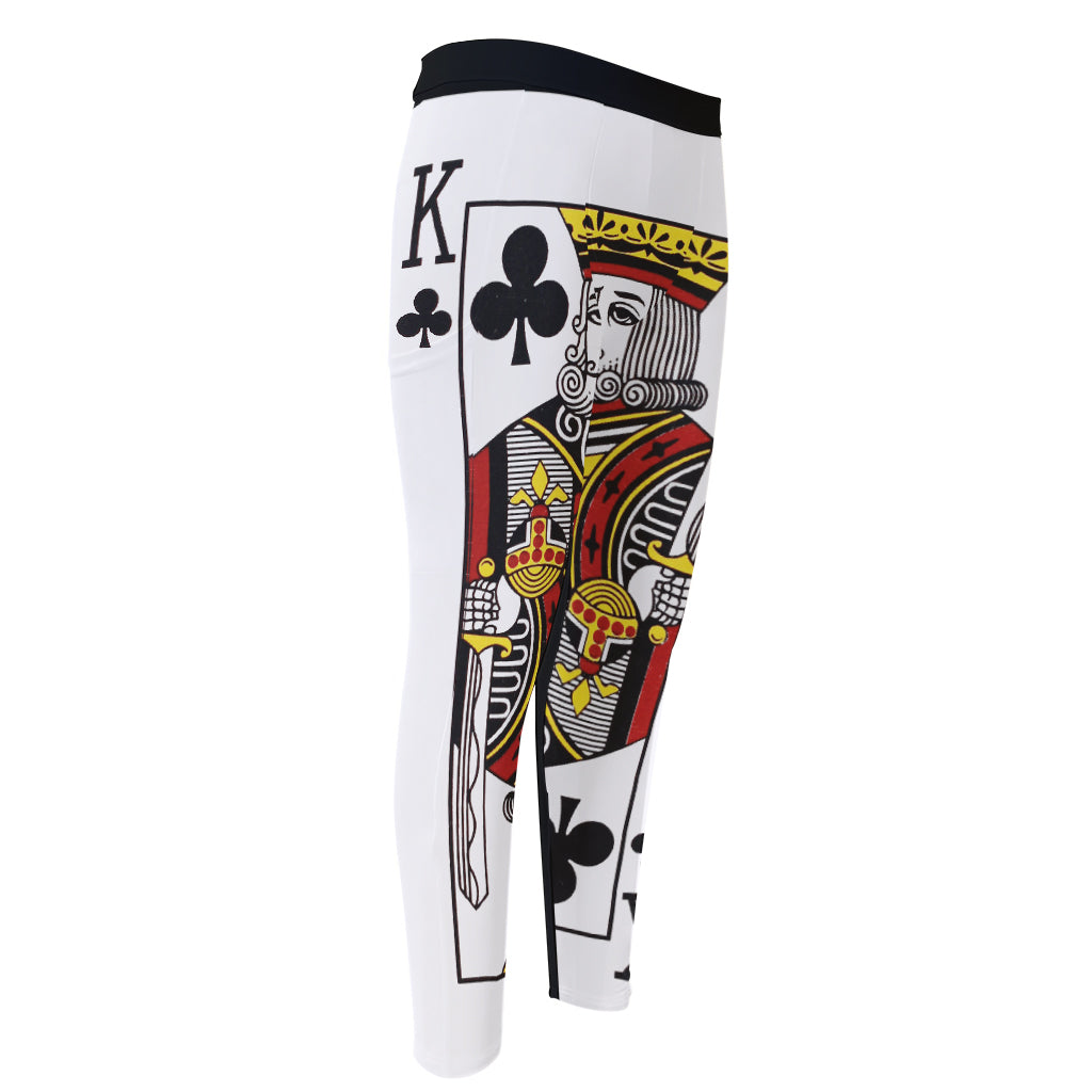 King Of Clubs Playing Card Print Men's Compression Pants