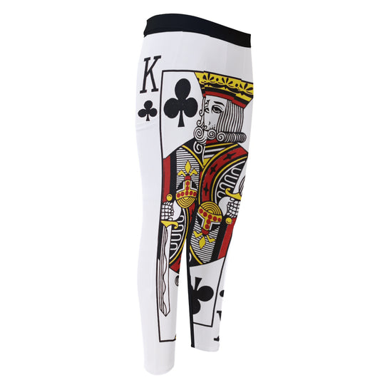King Of Clubs Playing Card Print Men's Compression Pants