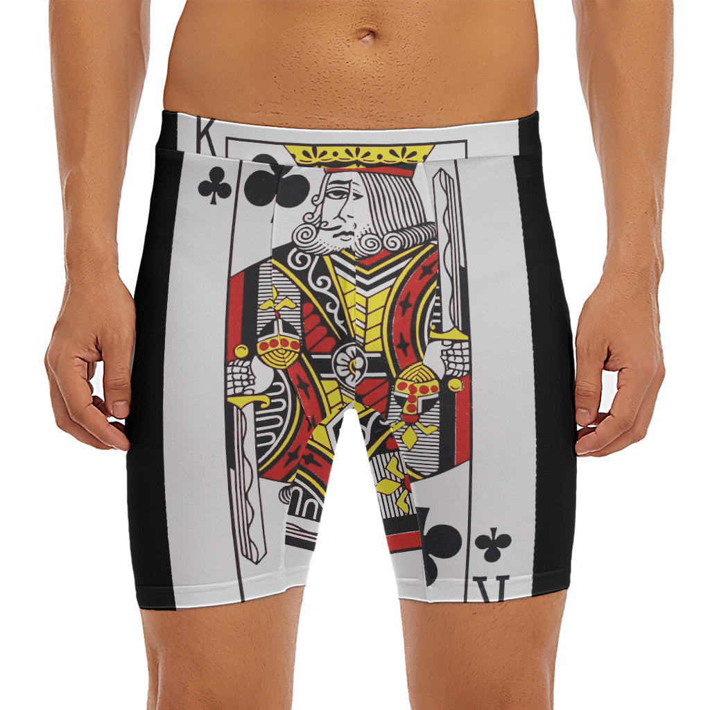 King Of Clubs Playing Card Print Men's Long Boxer Briefs
