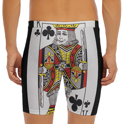 King Of Clubs Playing Card Print Men's Long Boxer Briefs