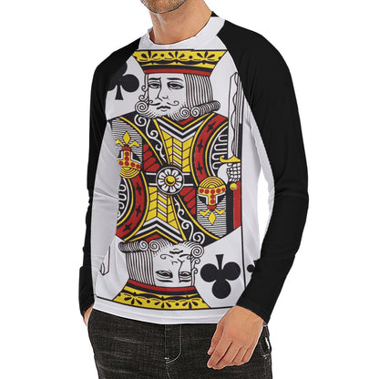 King Of Clubs Playing Card Print Men's Long Sleeve Rash Guard