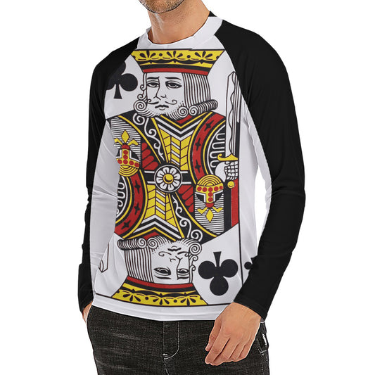 King Of Clubs Playing Card Print Men's Long Sleeve Rash Guard