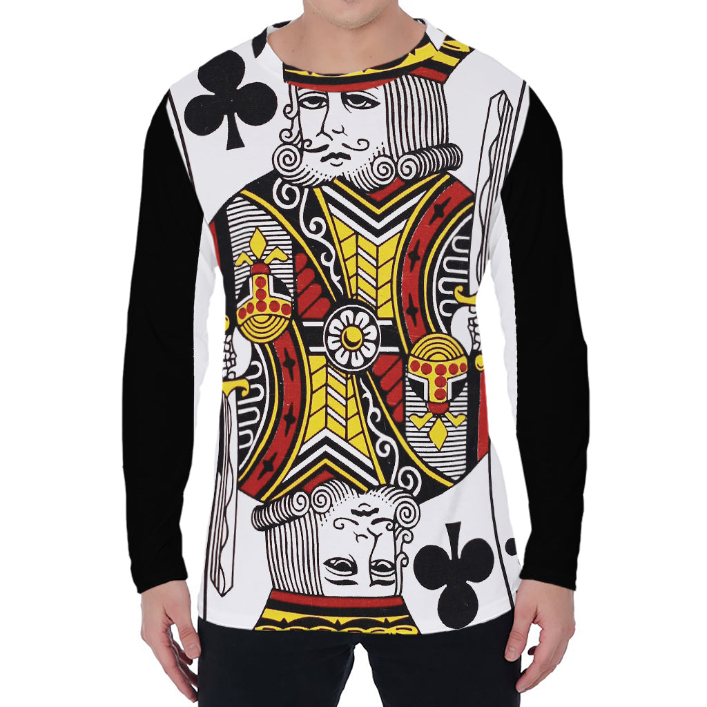 King Of Clubs Playing Card Print Men's Long Sleeve T-Shirt