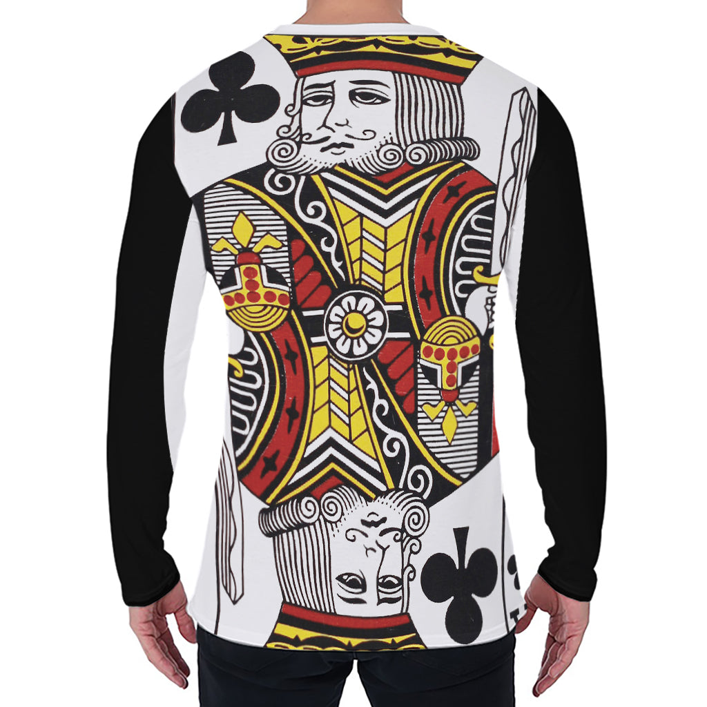 King Of Clubs Playing Card Print Men's Long Sleeve T-Shirt