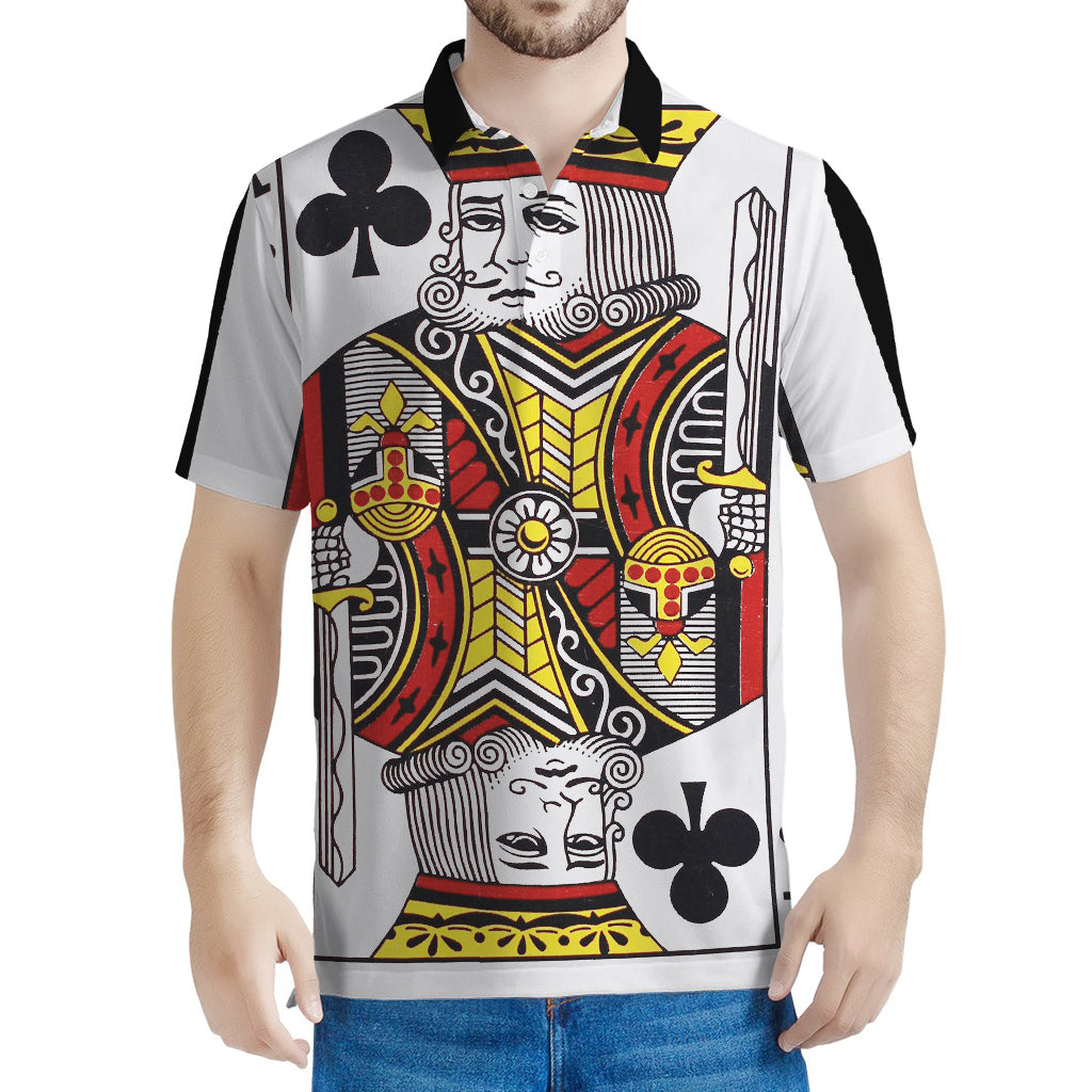 King Of Clubs Playing Card Print Men's Polo Shirt