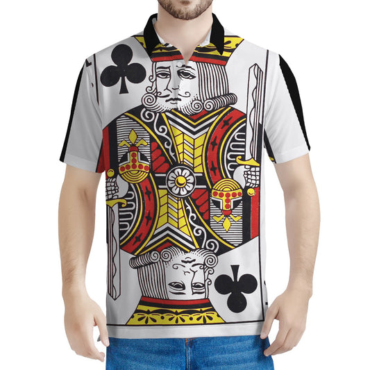 King Of Clubs Playing Card Print Men's Polo Shirt