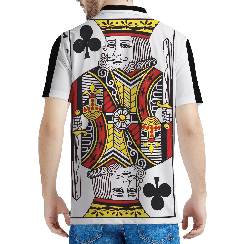 King Of Clubs Playing Card Print Men's Polo Shirt