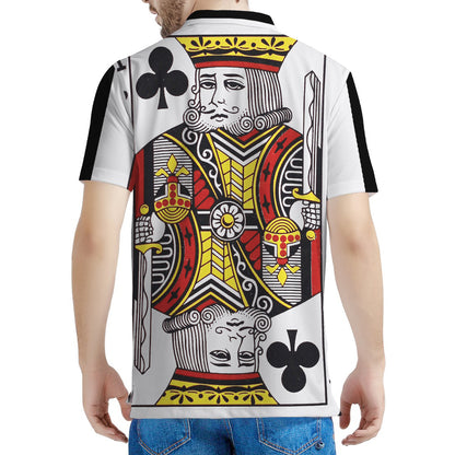 King Of Clubs Playing Card Print Men's Polo Shirt