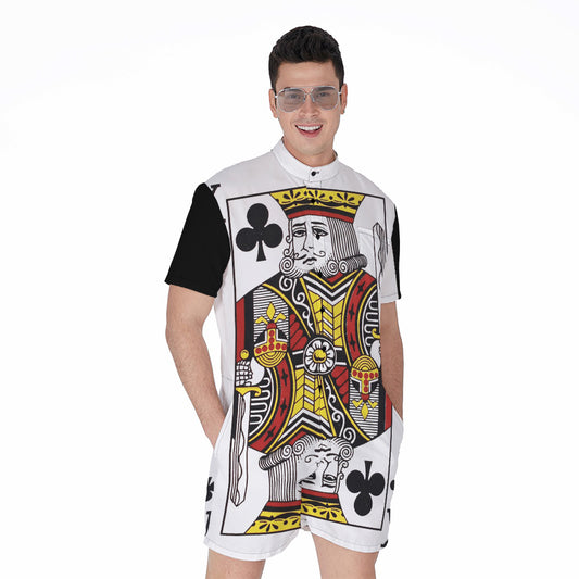 King Of Clubs Playing Card Print Men's Rompers
