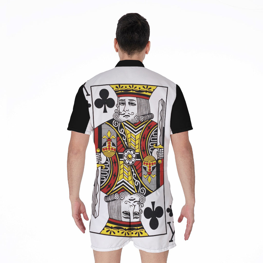 King Of Clubs Playing Card Print Men's Rompers