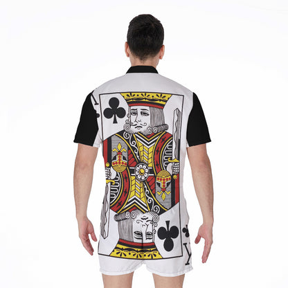 King Of Clubs Playing Card Print Men's Rompers