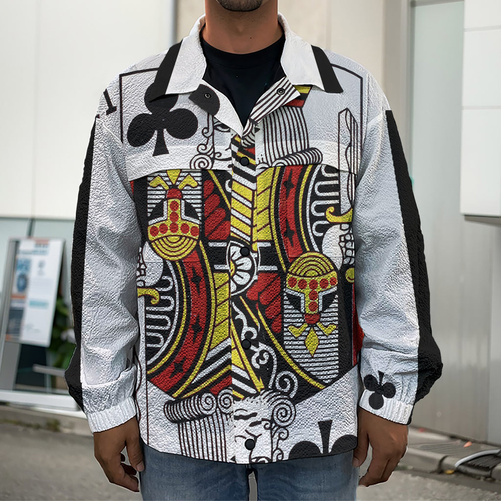 King Of Clubs Playing Card Print Men's Shirt Jacket