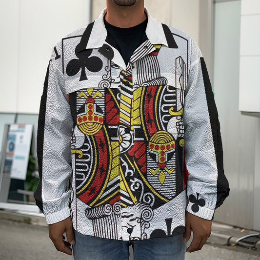 King Of Clubs Playing Card Print Men's Shirt Jacket