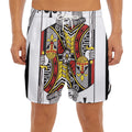King Of Clubs Playing Card Print Men's Split Running Shorts