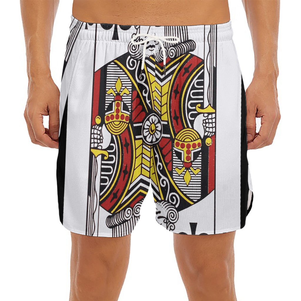 King Of Clubs Playing Card Print Men's Split Running Shorts