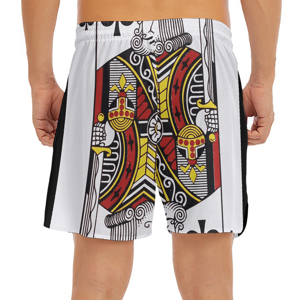 King Of Clubs Playing Card Print Men's Split Running Shorts