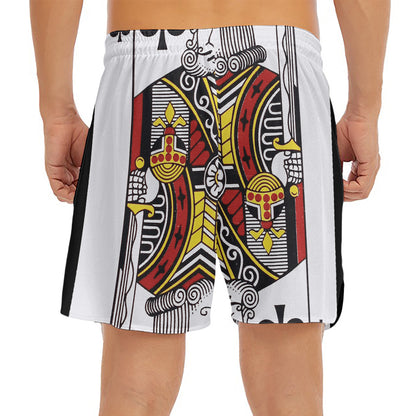 King Of Clubs Playing Card Print Men's Split Running Shorts