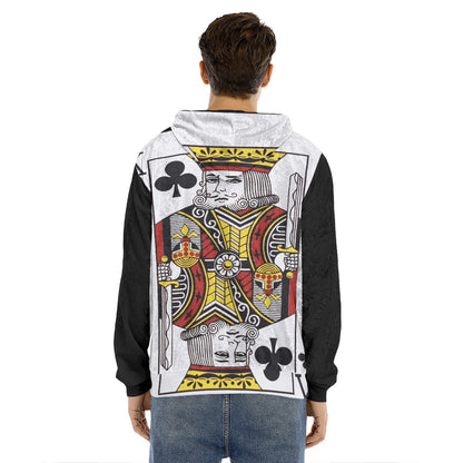 King Of Clubs Playing Card Print Men's Velvet Pullover Hoodie