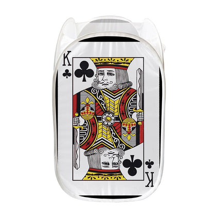 King Of Clubs Playing Card Print Mesh Laundry Hamper