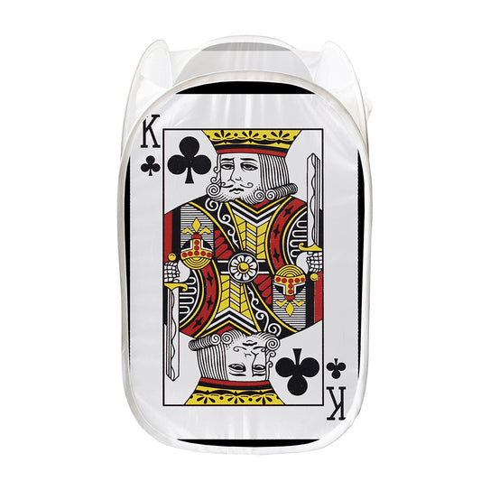 King Of Clubs Playing Card Print Mesh Laundry Hamper