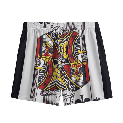 King Of Clubs Playing Card Print Mesh Shorts