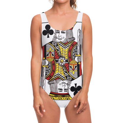 King Of Clubs Playing Card Print One Piece Swimsuit