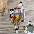 King Of Clubs Playing Card Print One Shoulder Bodysuit