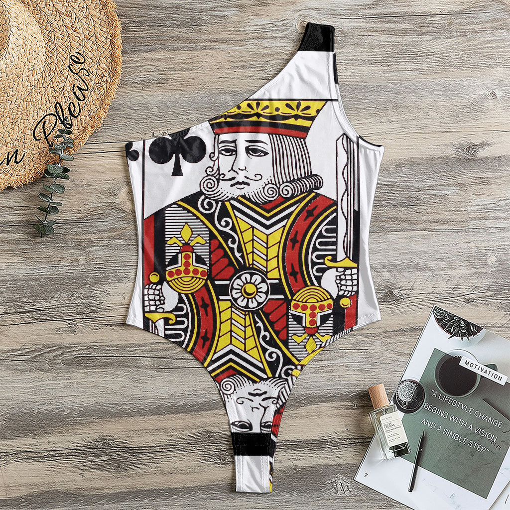 King Of Clubs Playing Card Print One Shoulder Bodysuit