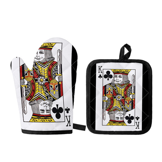 King Of Clubs Playing Card Print Oven Mitt And Pot Holder Set
