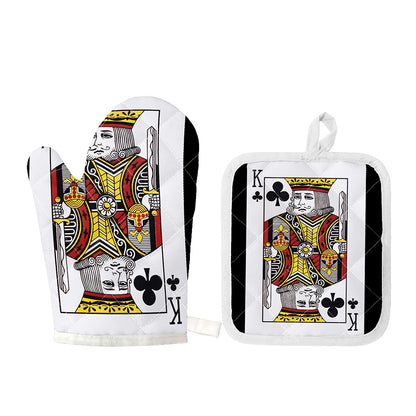 King Of Clubs Playing Card Print Oven Mitt And Pot Holder Set