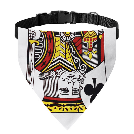 King Of Clubs Playing Card Print Over The Collar Dog Bandana
