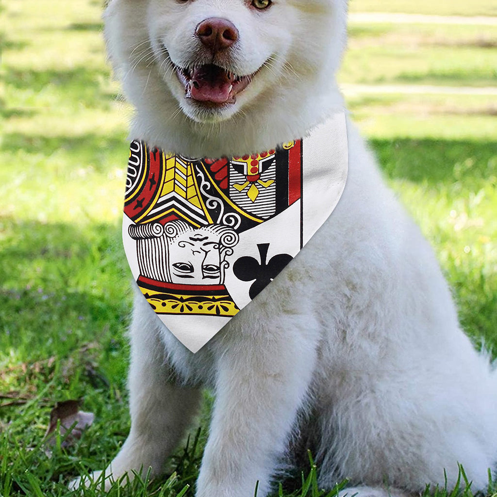 King Of Clubs Playing Card Print Over The Collar Dog Bandana