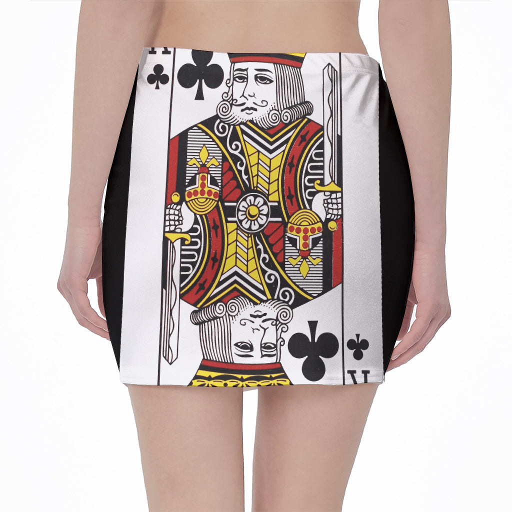King Of Clubs Playing Card Print Pencil Mini Skirt